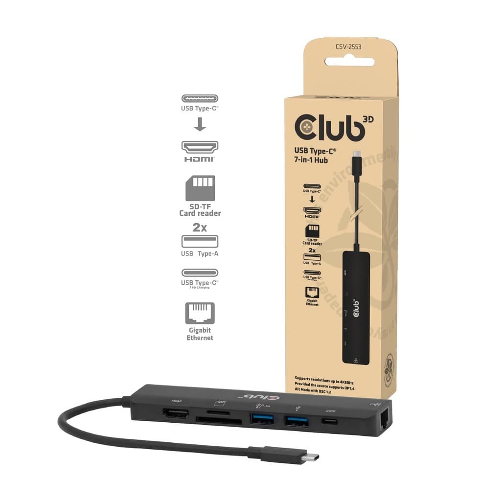CLUB3D CSV-2553 Hub USB-C 5000 Mbit/s Czarny