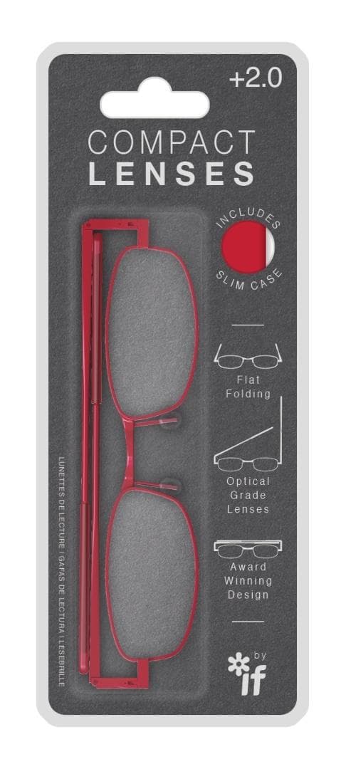 Okulary do czytania Compact Lenses +2.0 z etui składane na płasko mix kolorów
