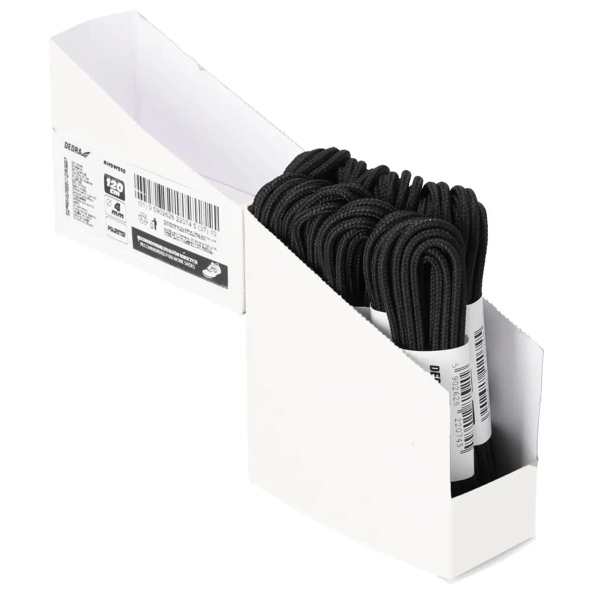 Czarne sznurówki do butów o średnicy 4 mm, 10 sztuk