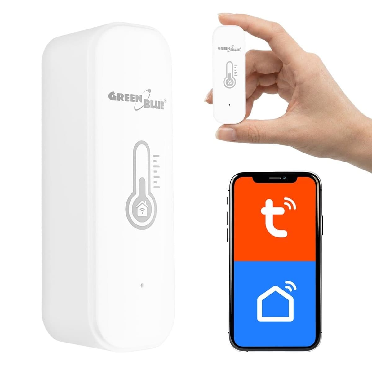 Czujnik temperatury i wilgotności WiFi GreenBlue 2× baterie AAA biały