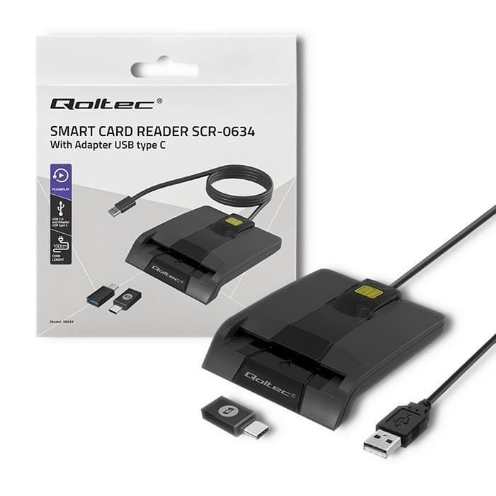 Czytnik kart chipowych ID USB Typ C Qoltec