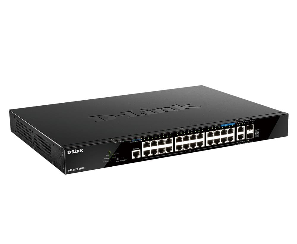 Przełącznik Gigabit Ethernet D-Link DGS-1520-28MP/E zarządzalny L3 z PoE