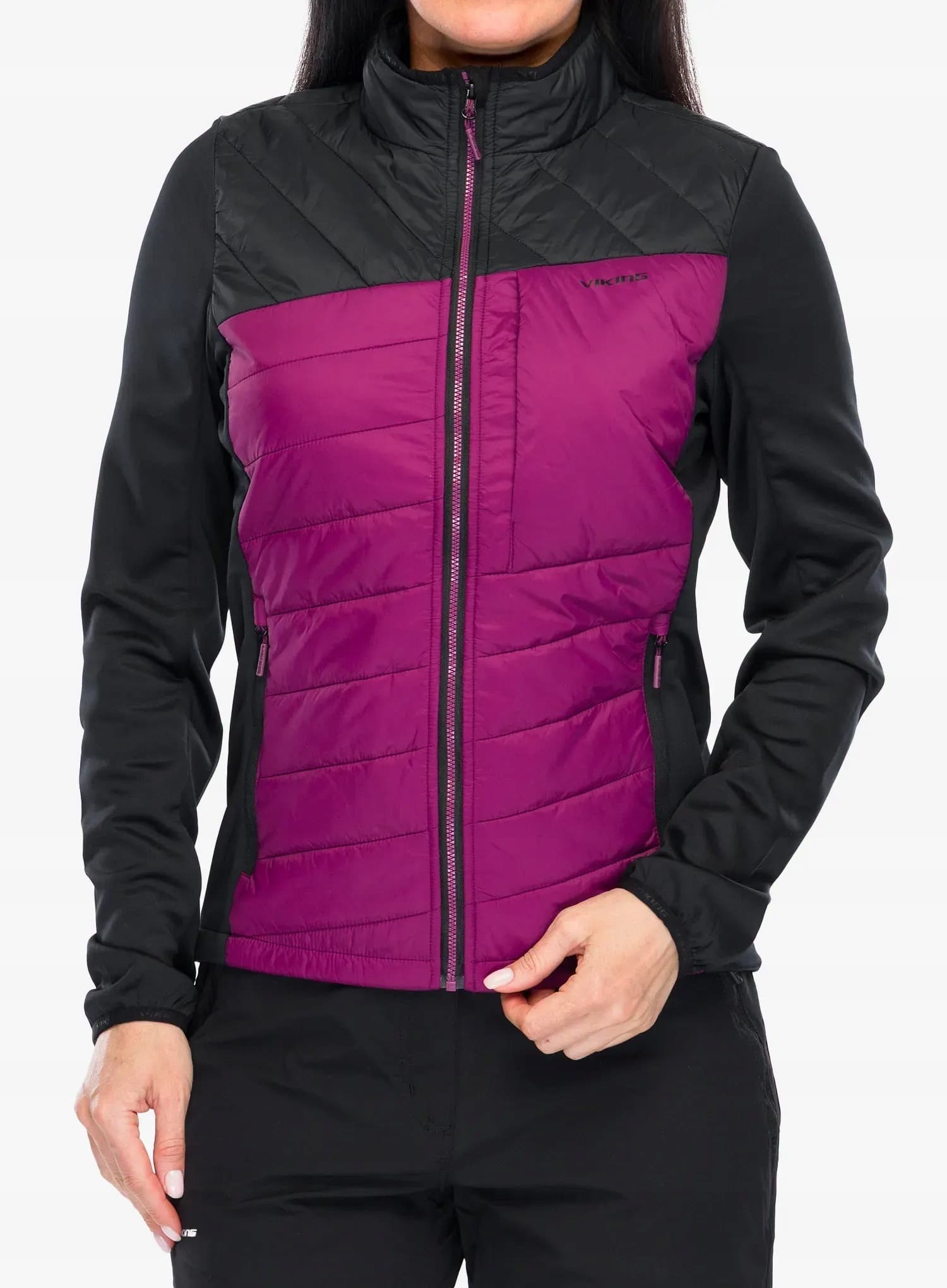 Damska kurtka hybrydowa Viking Blast Primaloft - czarno/fuksjowa