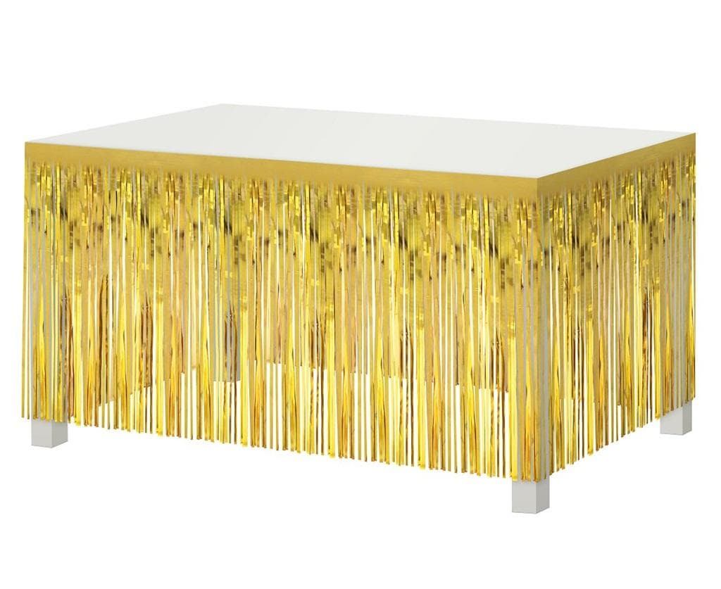 Dekoracja stołu złota z frędzlami 80x300 cm