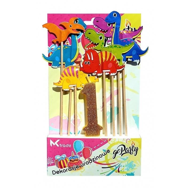 Świeczka Urodzinowa dinozaury 8 sztuk