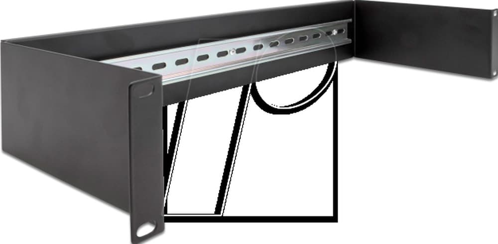 DeLOCK Panel na szynę DIN 19” 2U, czarny - panel kablowy do rack