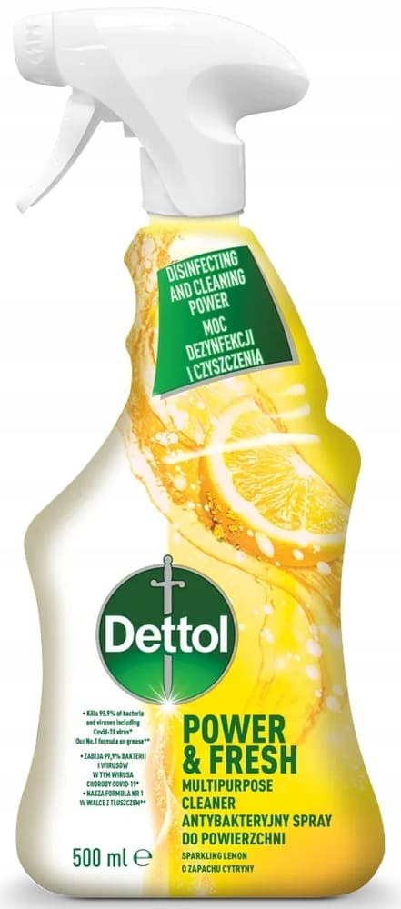 Dettol Wielofunkcyjny Spray Do Powierzchni Power&Fresh Limonka i Cytryna 500ml