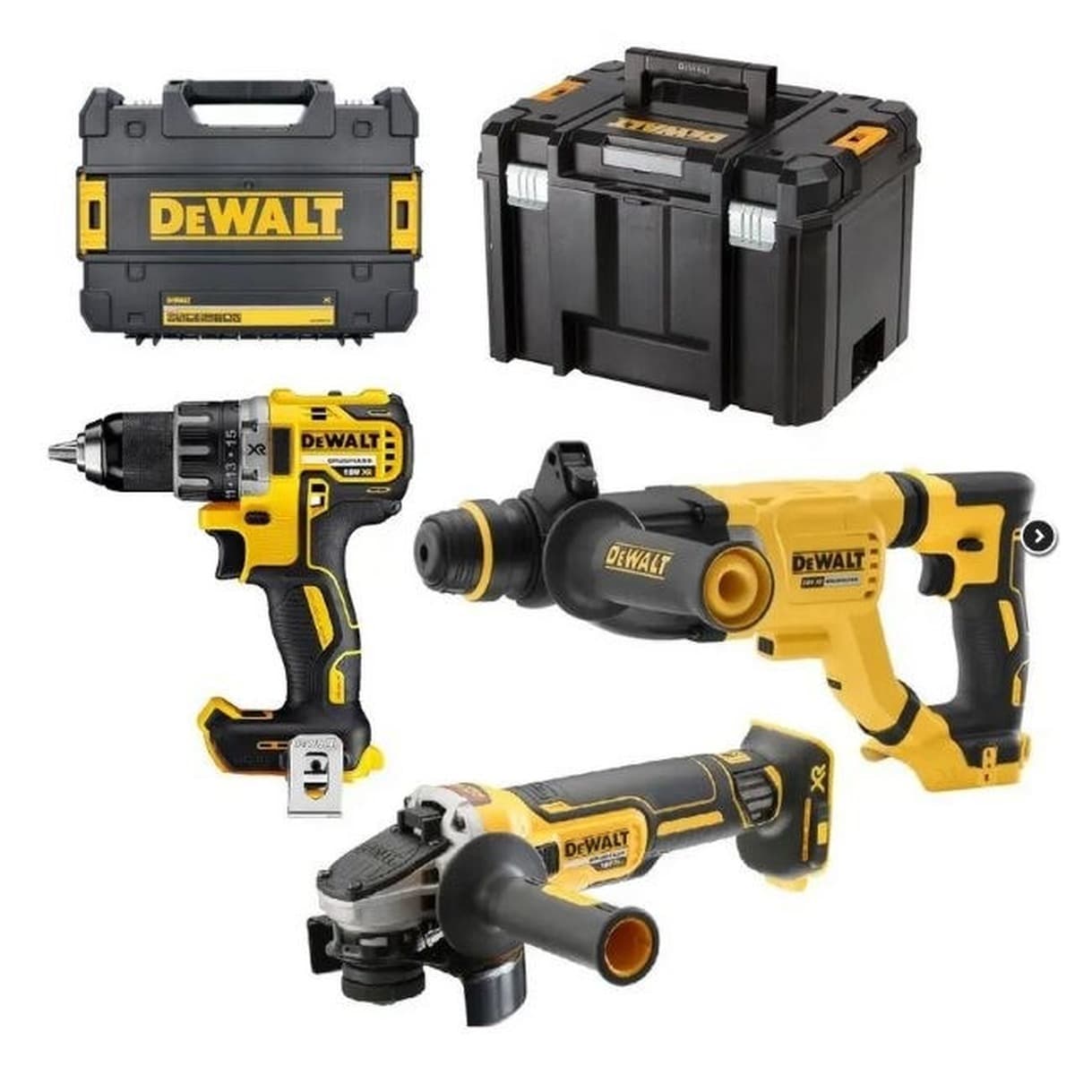 DeWalt 18V XR Zestaw Combo DCD791/DCG405/DCH263 + 2x5Ah Aku + Ładowarka