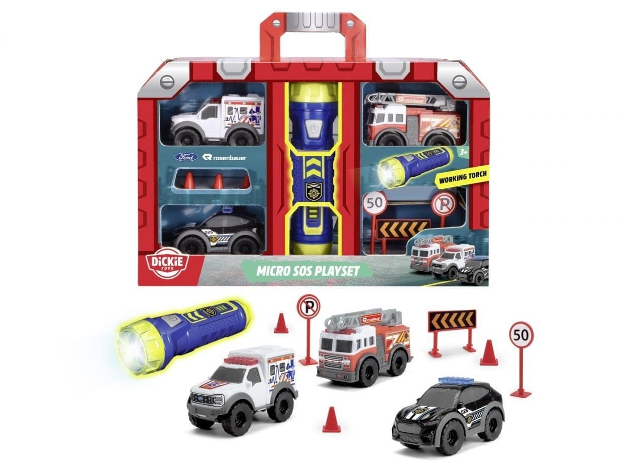 Dickie Toys Zestaw Ratunkowy 3 Pojazdy z Latarką