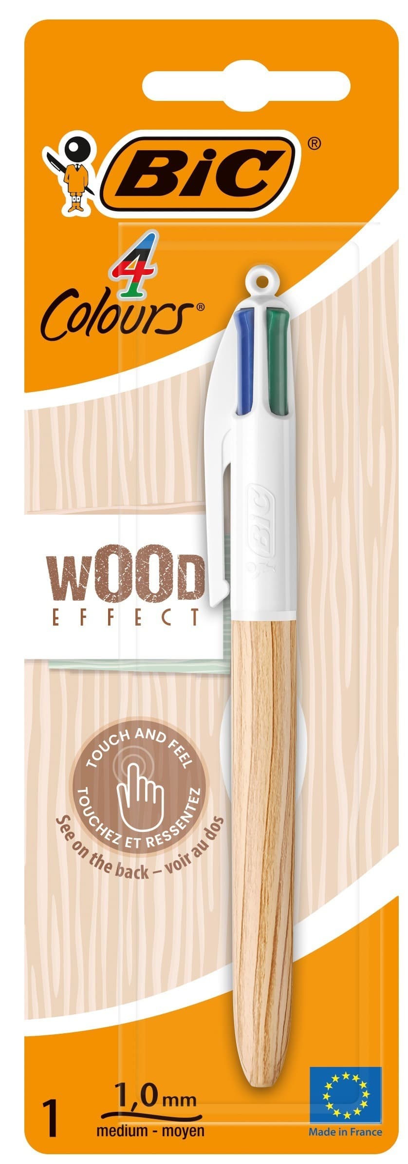 Dlugopis Bic 4 Colours Wood Style Ast Mix Wzorow 1 Sztuka Blister