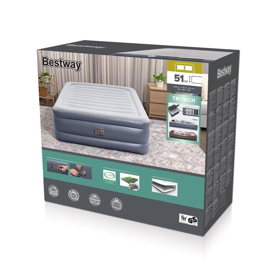 Dmuchany Materac Dwuosobowy Turystyczny Bestway 203 x 152 x 51 cm