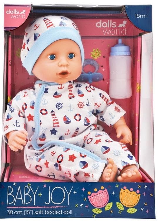 Lalka Baby Joy 38 cm w białym ubranku