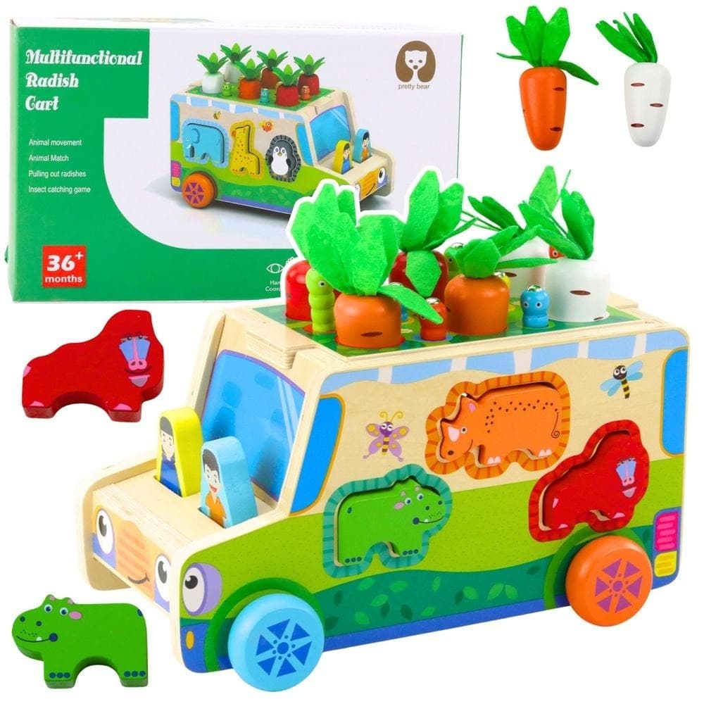 Drewniane auto edukacyjne sorter kształtów dla dzieci