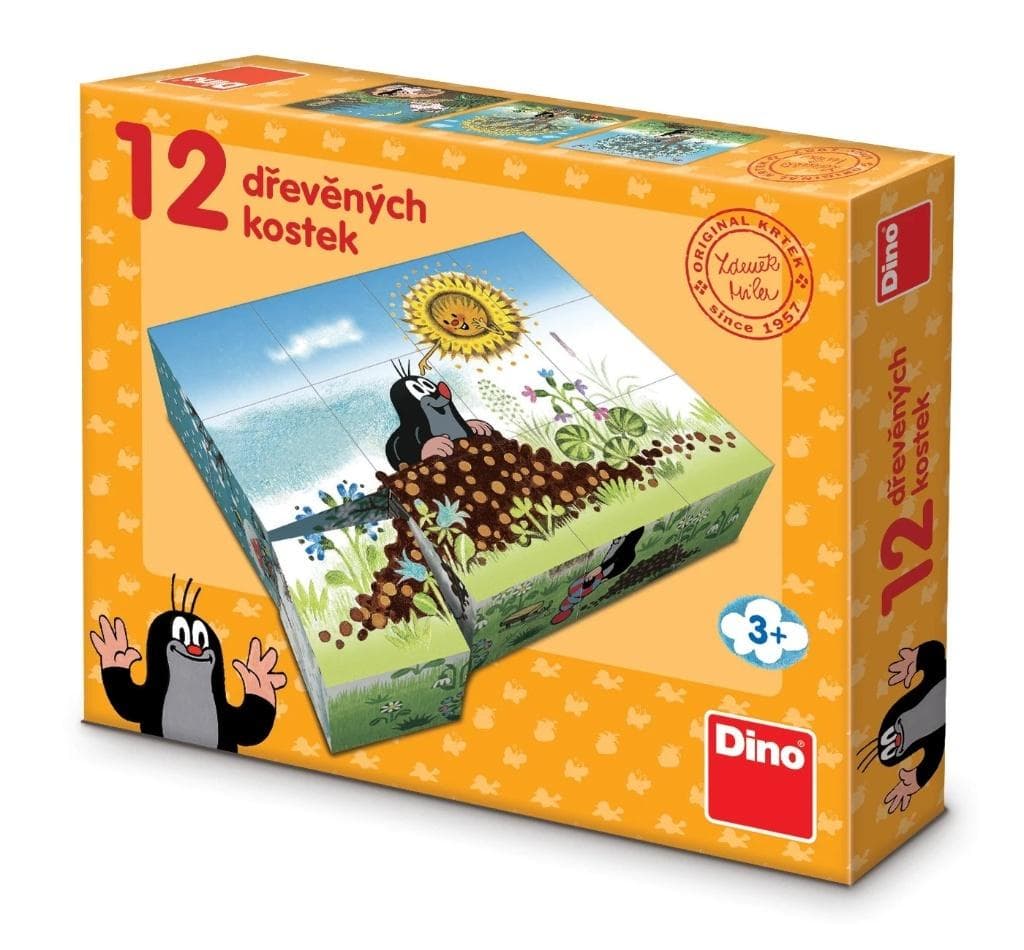 Klocki Drewniane Obrazkowe Rok Krecika 12 elementów Dino Toys