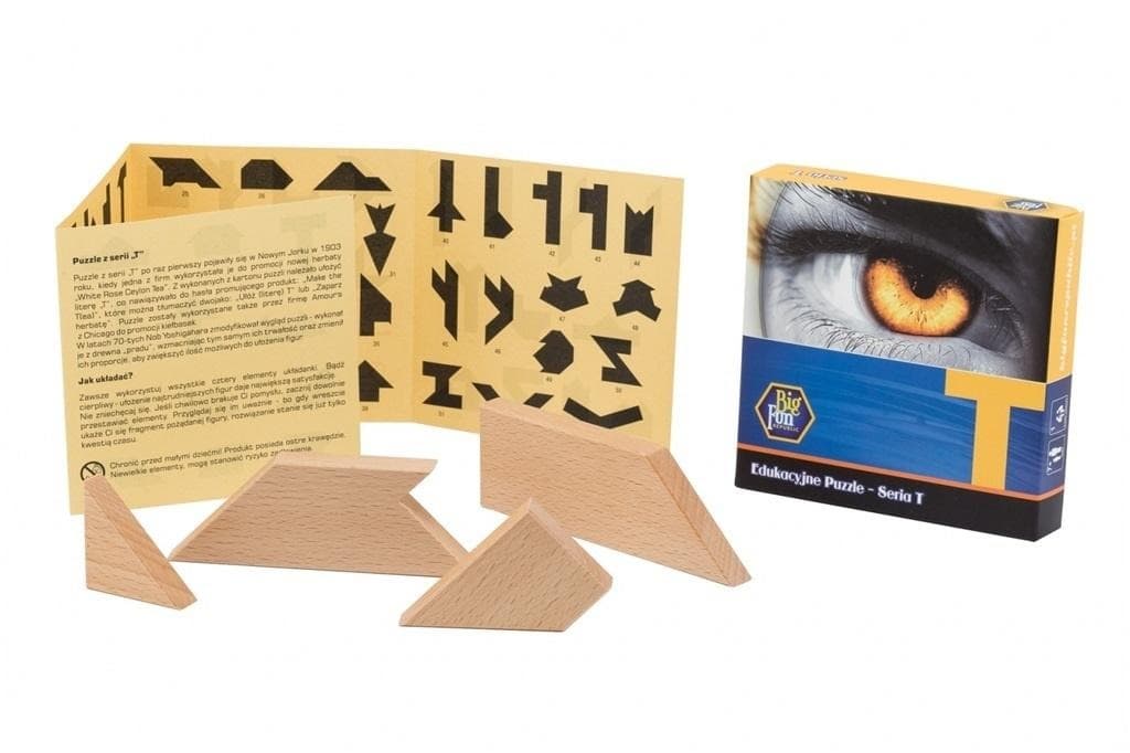 Drewniane puzzle T - układanka logiczna