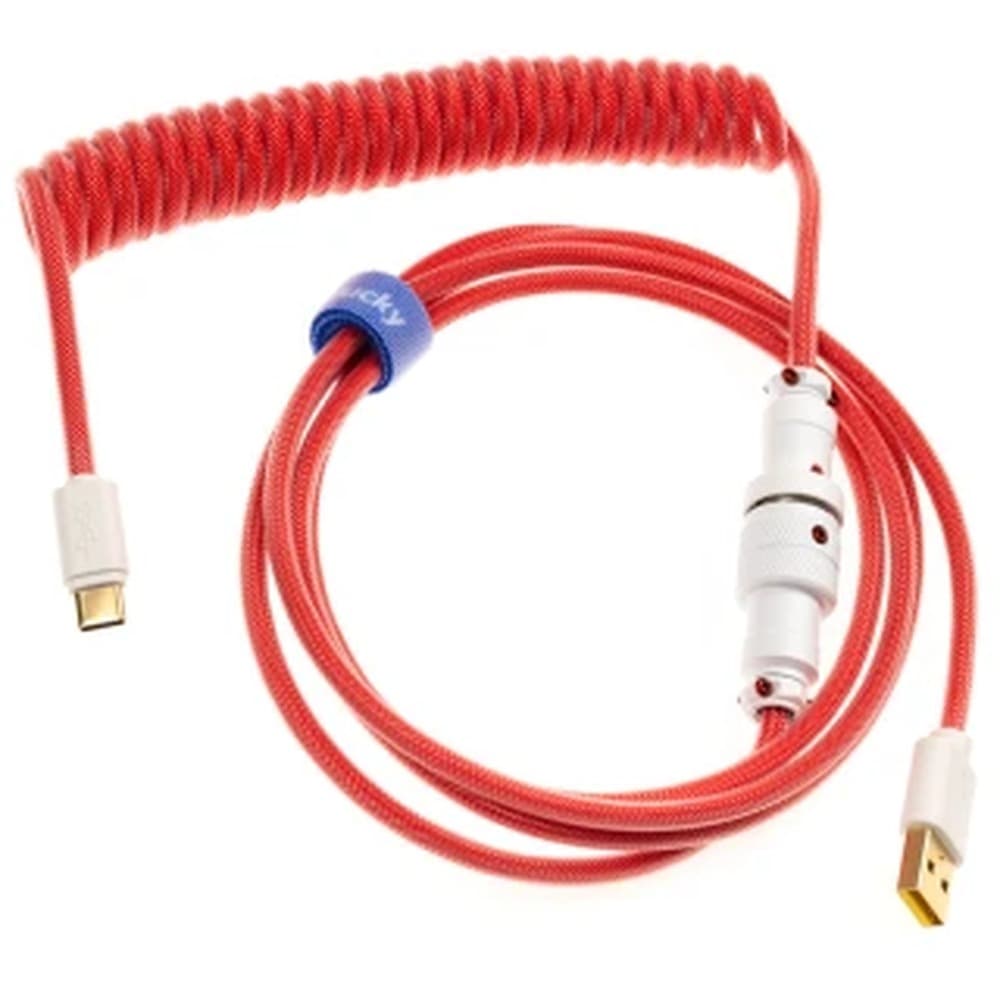Ducky Premicord Apple Red - spiralny kabel USB-C do USB-A, 1.8m