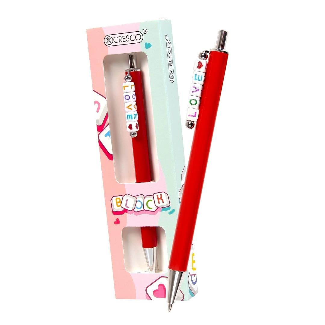 Długopis Block z koralikami LOVE w etui czerwony