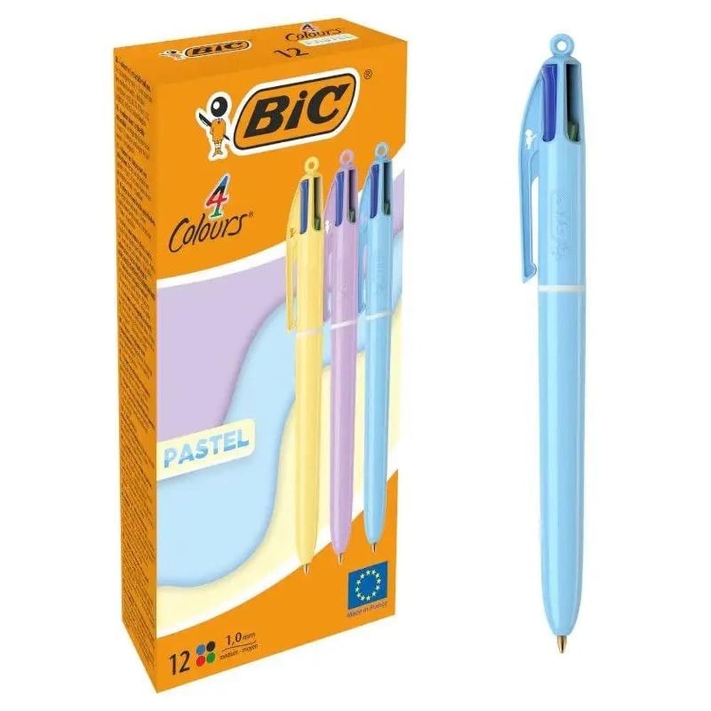 Długopisy 4-kolorowe pastelowe BIC 12 sztuk