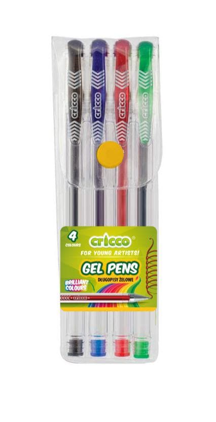 Cricco Długopisy Żelowe 0,7 mm 4 Intensywne Kolory