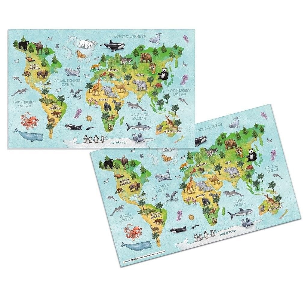 Dwustronna podkładka na biurko mapa świata 55 x 35 cm