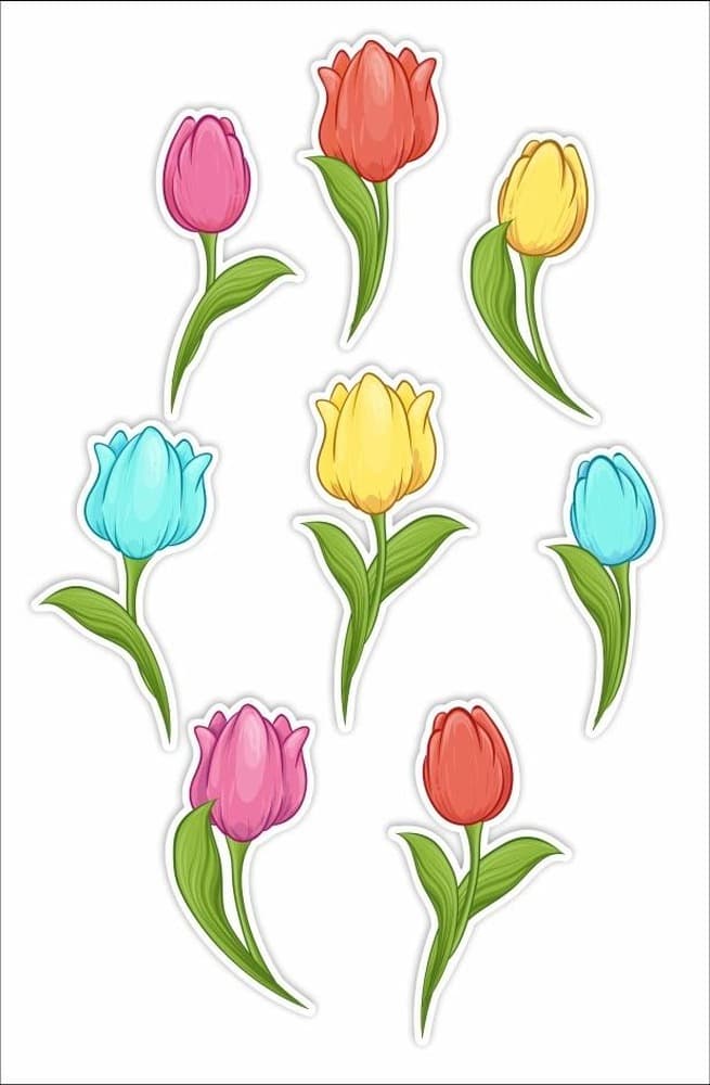 Dwustronne dekoracje okienne Tulipany 8 sztuk