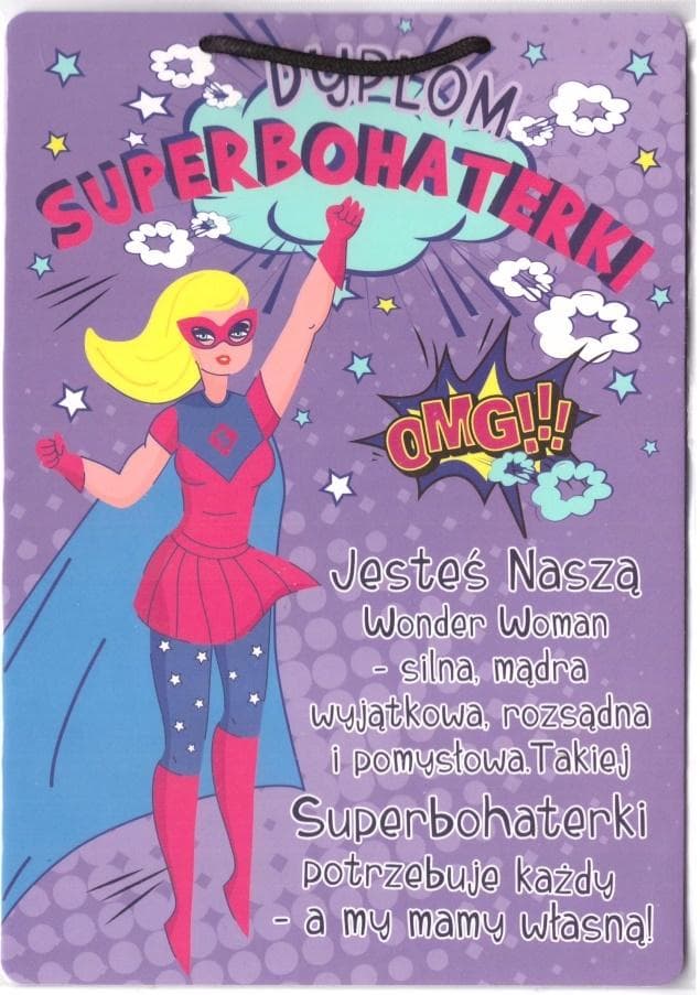 Dyplom okolicznościowy Superbohaterka z miejscem na wpis
