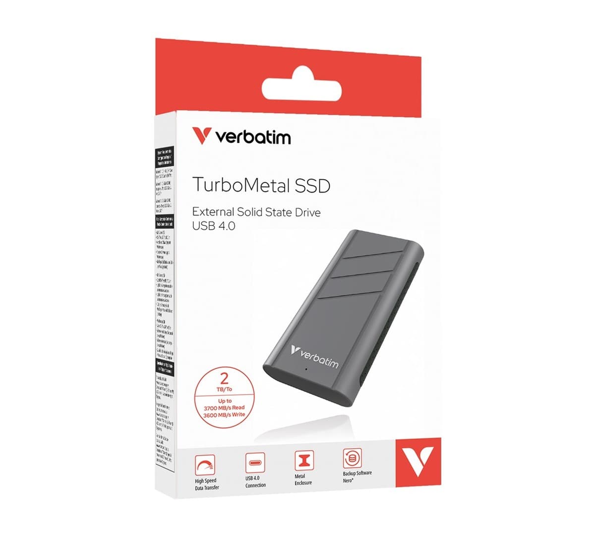 Dysk SSD zewnętrzny Verbatim TurboMetal 2TB USB4 Type-C szary