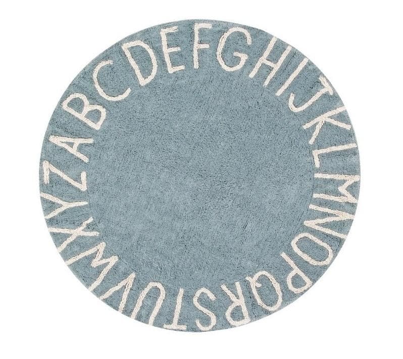 Dywan bawełniany okrągły ABC Vintage niebieski 150 cm