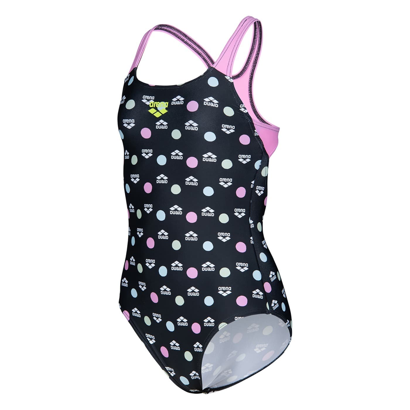 Strój pływacki dziecięcy Girl's Arena Multiple Dot Swimsuit Swim wielokolorowe czarno-orkidowe