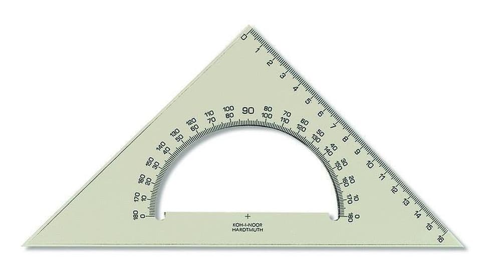 Ekierka równoramienna z kątomierzem 16 cm