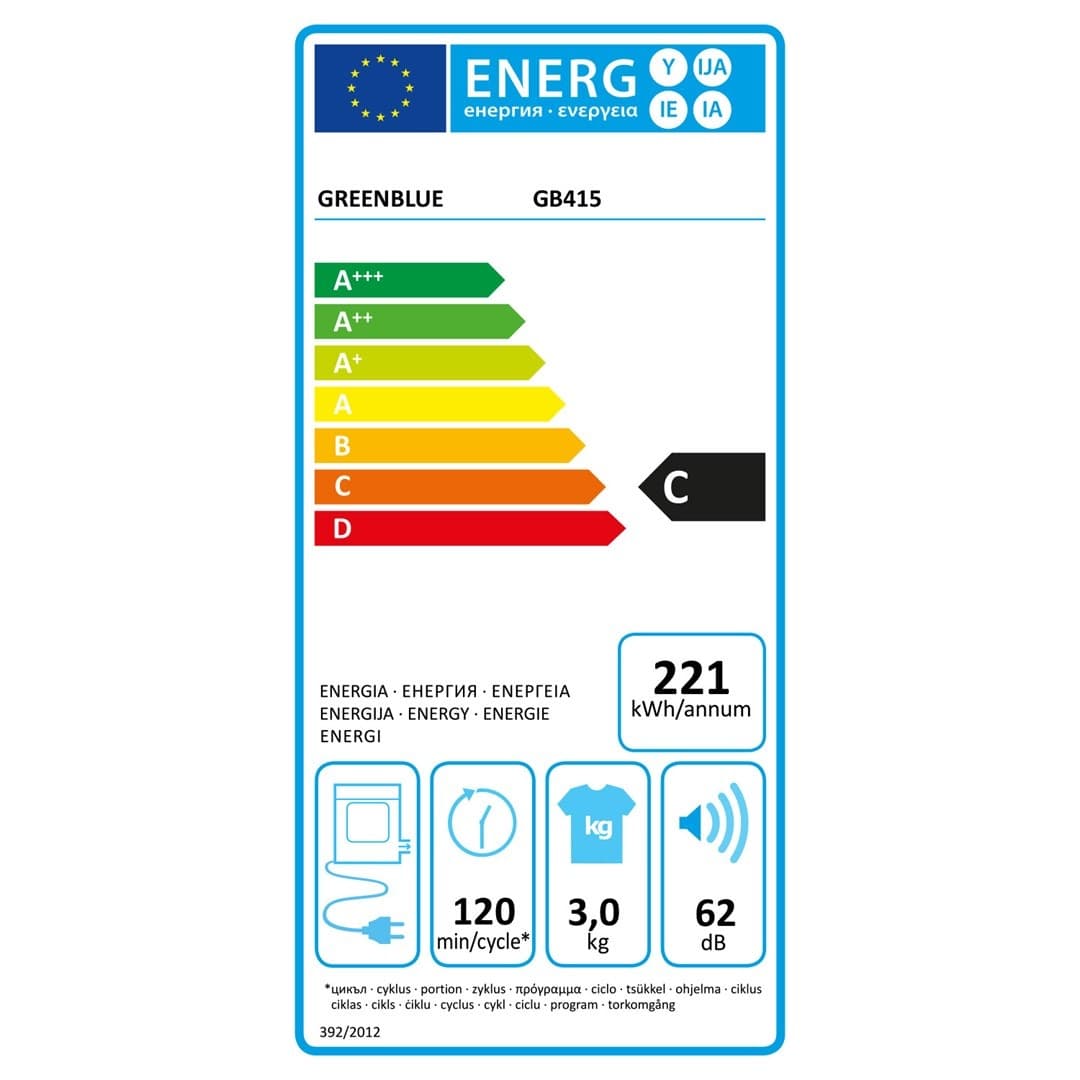 Elektryczna suszarka bębnowa do ubrań Greenblue GB415, wsad 3 kg