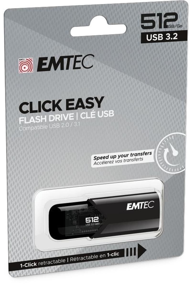 Emtec B110 Click Easy 512 GB USB 3.2 Gen 2 Czarny