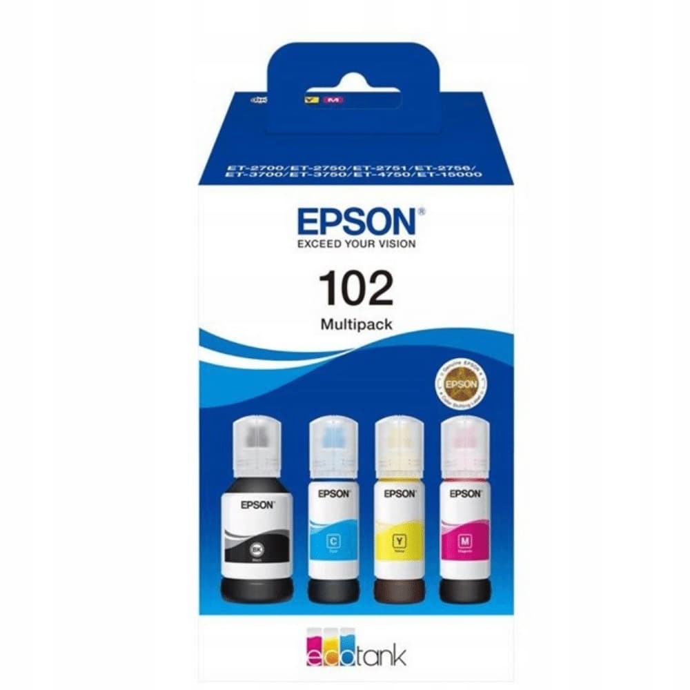 Epson 102 EcoTank Tusze: Cyjan, Magenta, Żółty - 127ml (C/M/Y) + 70ml (Bk)