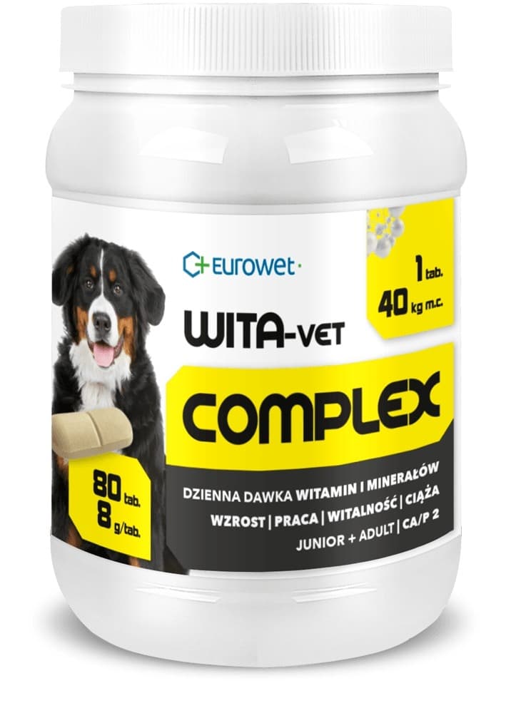 Eurowet Wita-Vet Complex 8g dla psów dużych ras (80szt.) - wsparcie wzrostu i witalności