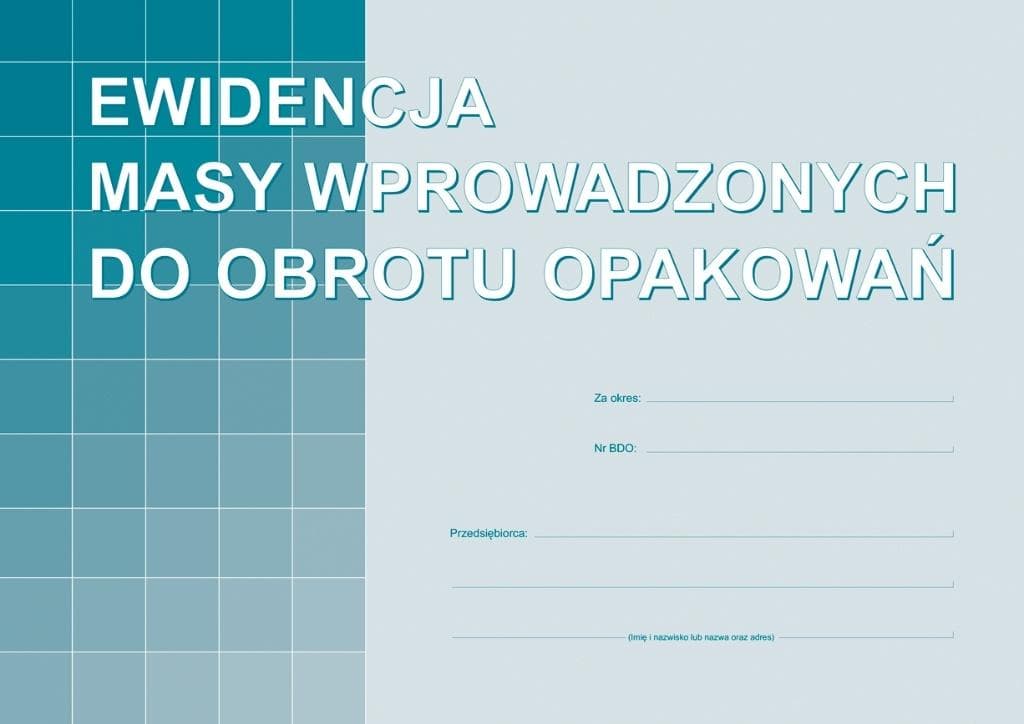 Ewidencja A4 masy opakowań 32 strony