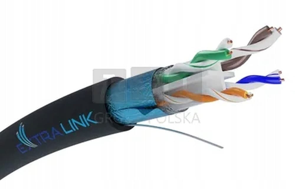 Extralink CAT6 FTP Zewnętrzny żelowany Kabel sieciowy skrętka 305M