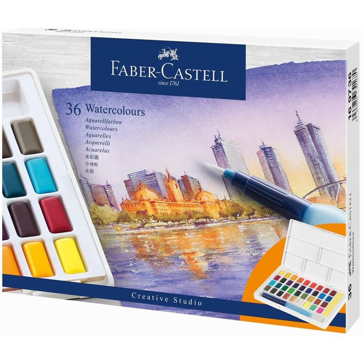 Faber-Castell Farby akwarelowe 36 kolorów w kostkach