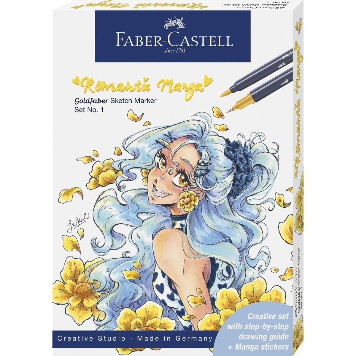 Faber-Castell Pisak Goldfaber dwustronny 8 sztuk + akcesoria