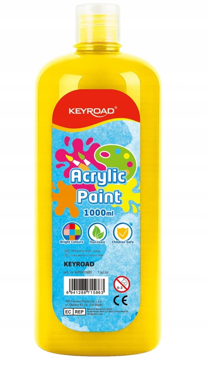 Farba akrylowa KEYROAD butelka 1000ml żółta