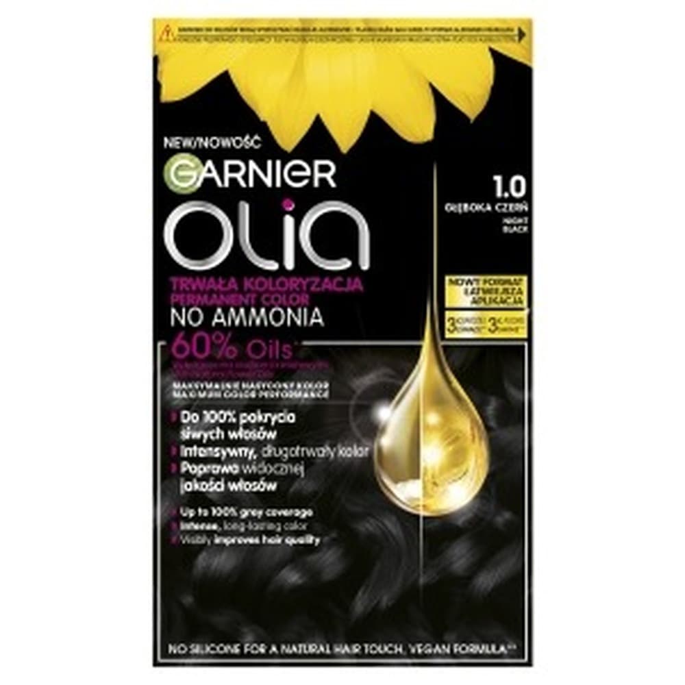 Farba do włosów Garnier Olia 1.0 Głęboka Czerń