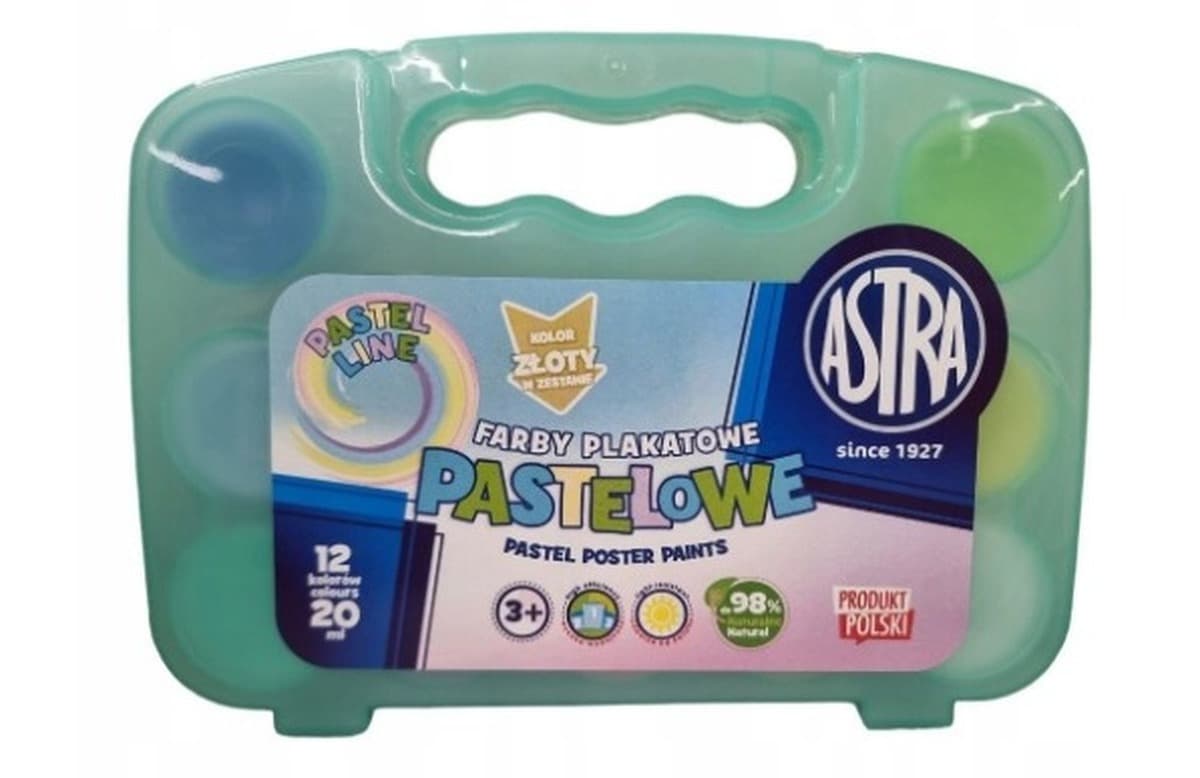 Farby plakatowe Astra 12 kolorów pastelowe