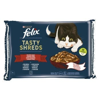 Felix Tasty Shreds Wołowina Kurczak Karma dla Kota 4x80g