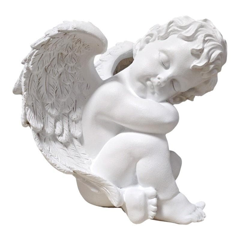 Figura Anioł Śpiący 22 cm żywica biała