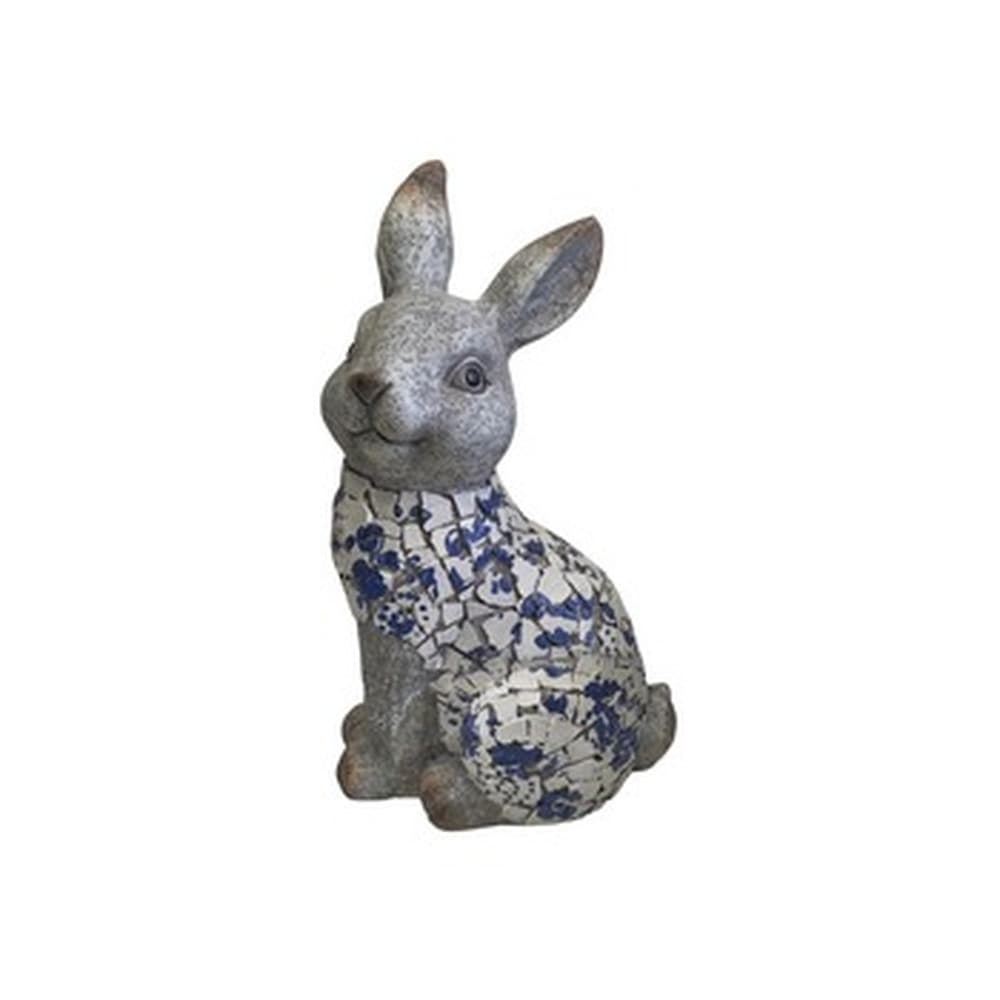 Figurka ogrodowa królik ceramiczna biała 21x39x19 cm