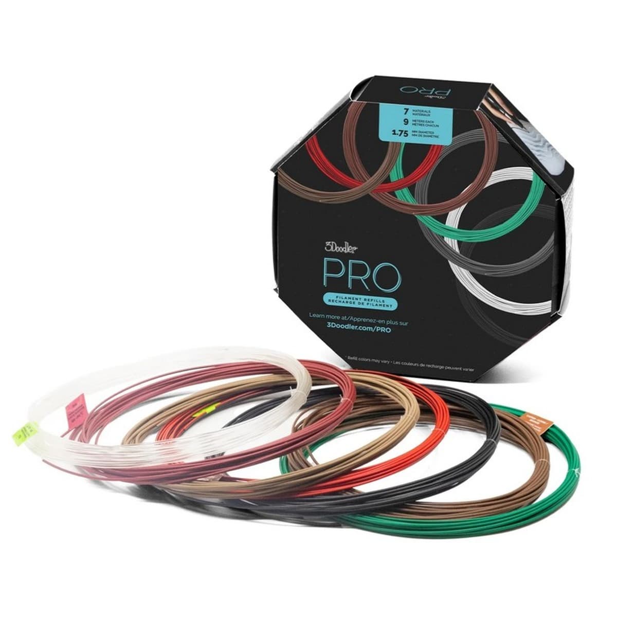Filament do drukarki 3D 3Doodler ProIII, 1,75 mm, 7 materiałów, 9m