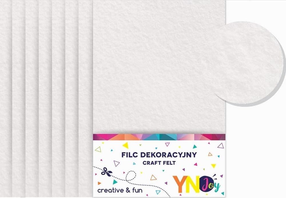Filc dekoracyjny Noster 8 arkuszy A4 biały