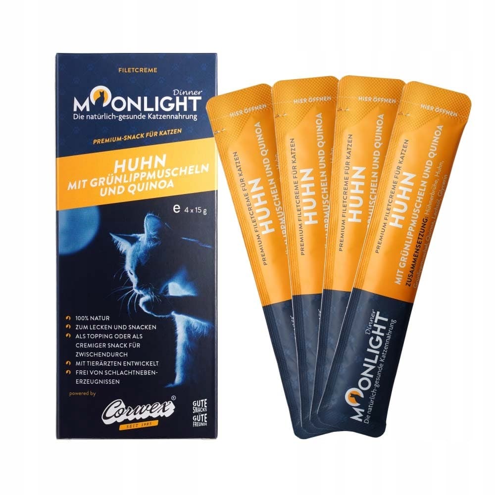 Moonlight Dinner Filety dla kota Kurczak, małże i komosa 4 x 15 g