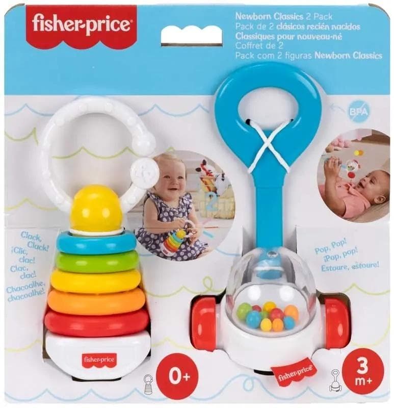 Fisher-Price Klasyczne zabawki maluszka 2-pak grzechotka i klekotka