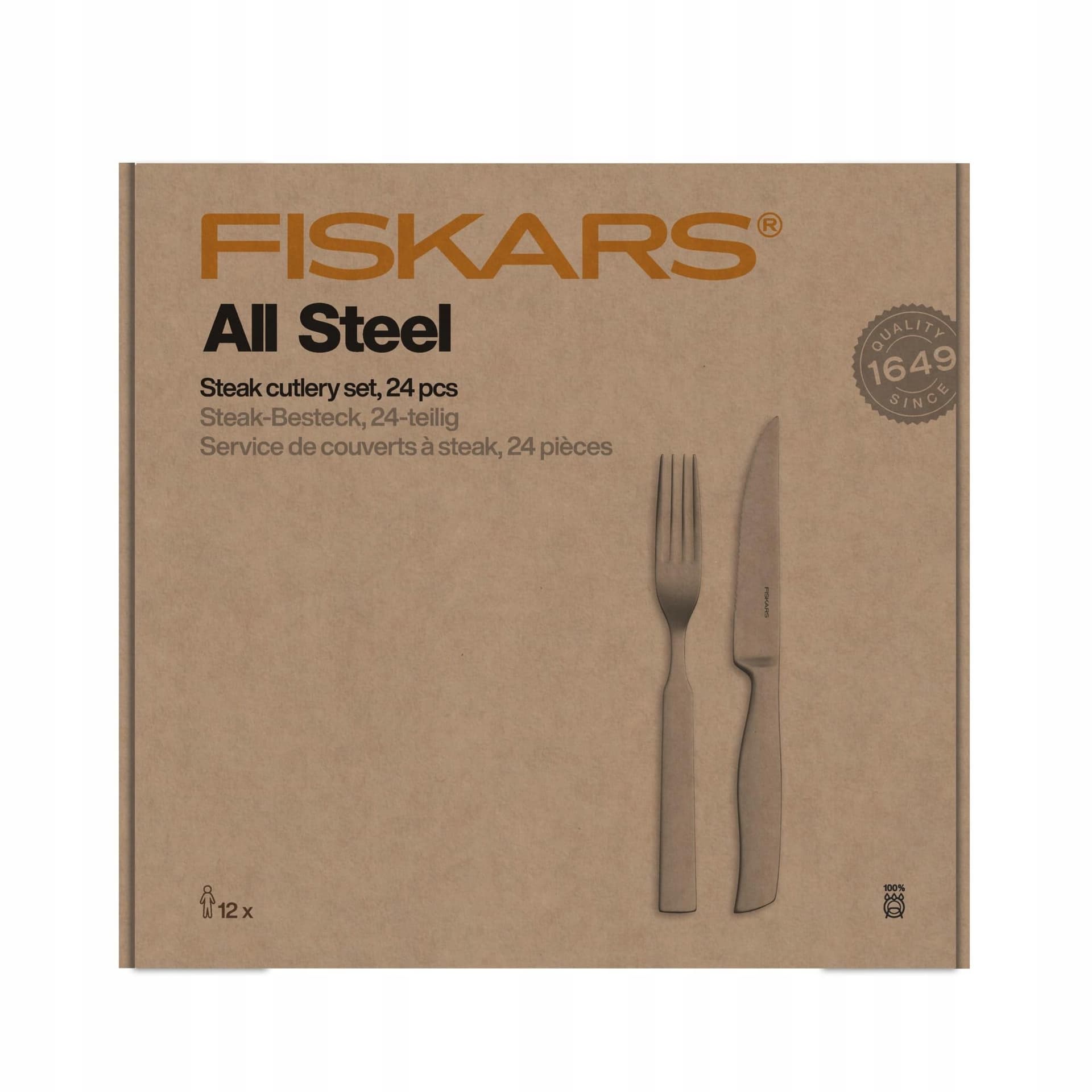 FISKARS ZESTAW SZTUĆCÓW DO STEKÓW 24 SZT. ALL STEEL