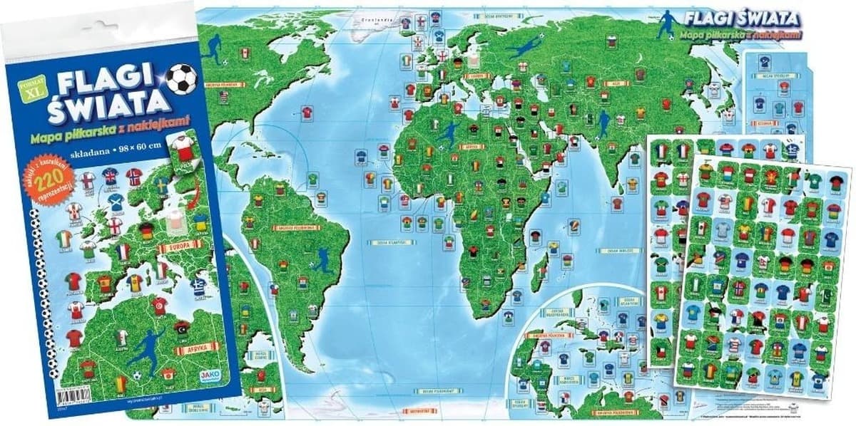 Flagi Świata - Mapa Piłkarska z Naklejkami
